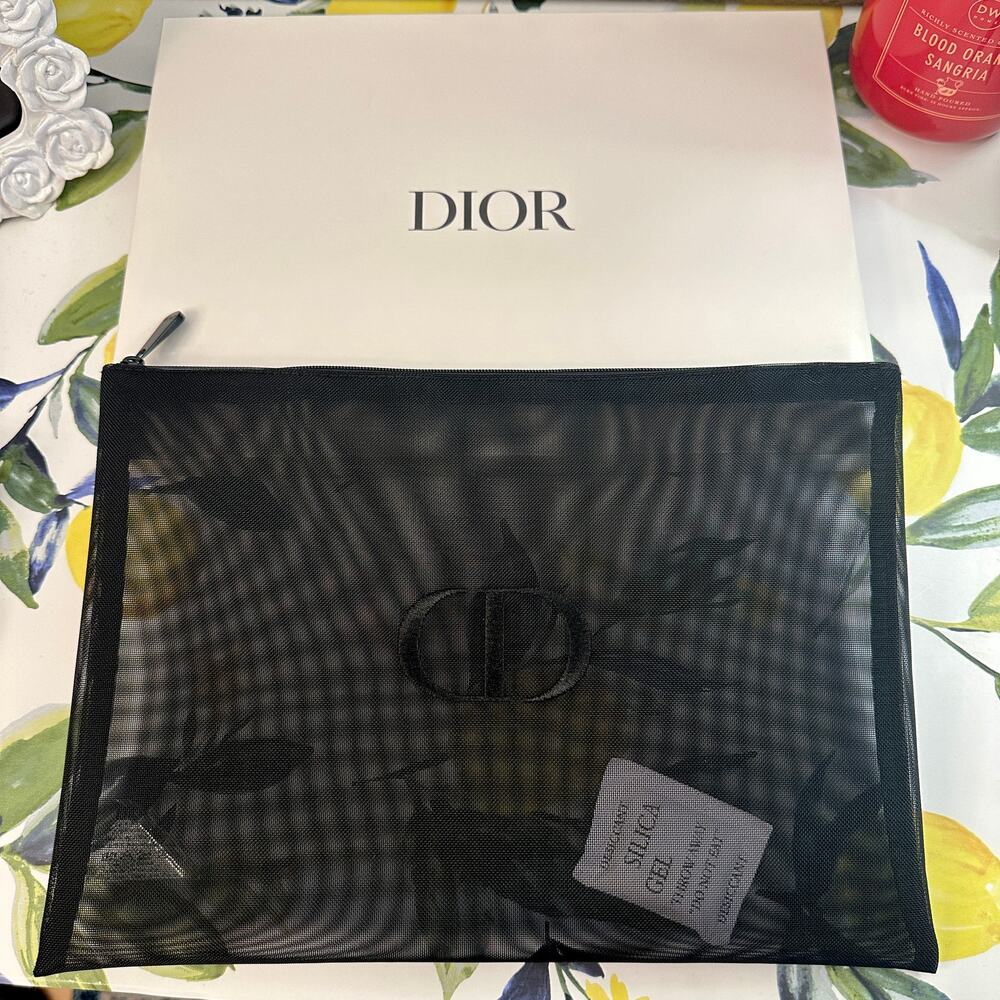 DIOR NEW CD Logo Christian Dior Large Black Cosmetic Bag Pouch